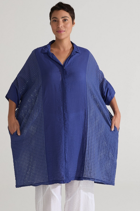 Cut Loose Check Burnout Kimono Shirt Dress Summer 2025- Special Order