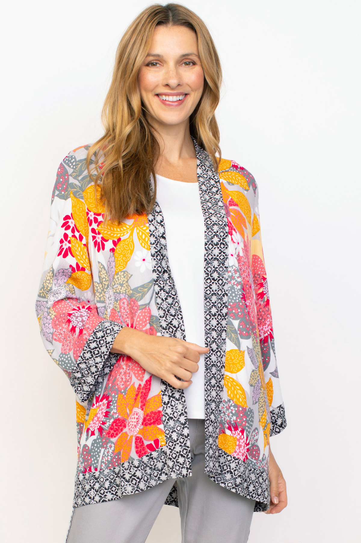 Habitat Clothing Viscose Rayon Floral Mix Kimono Coverup