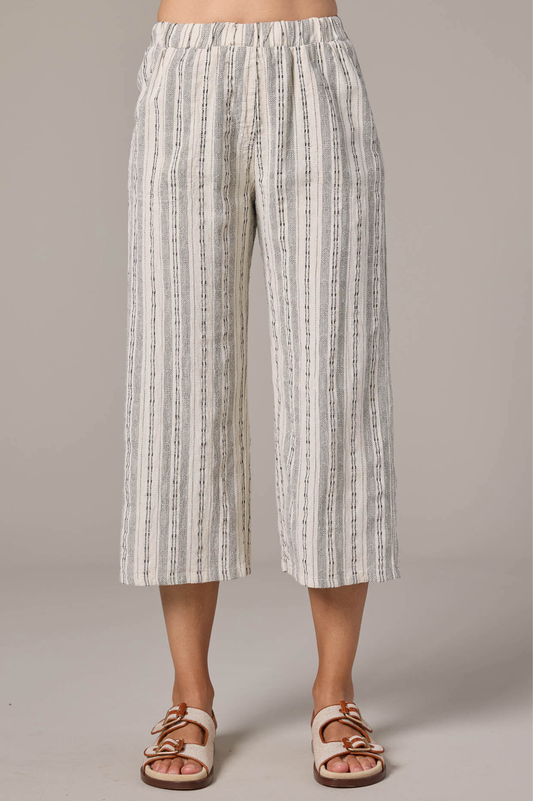 Cut Loose Pinstripe Linen Easy Crop Pant S