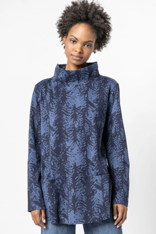 Komil Clothing Fern Print Funnel Long Top