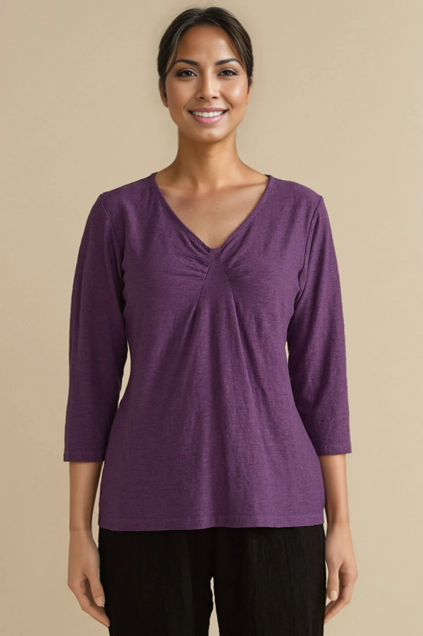 Cut Loose Linen Cotton Jersey Tuck Front Top Fall 2024- Special Order