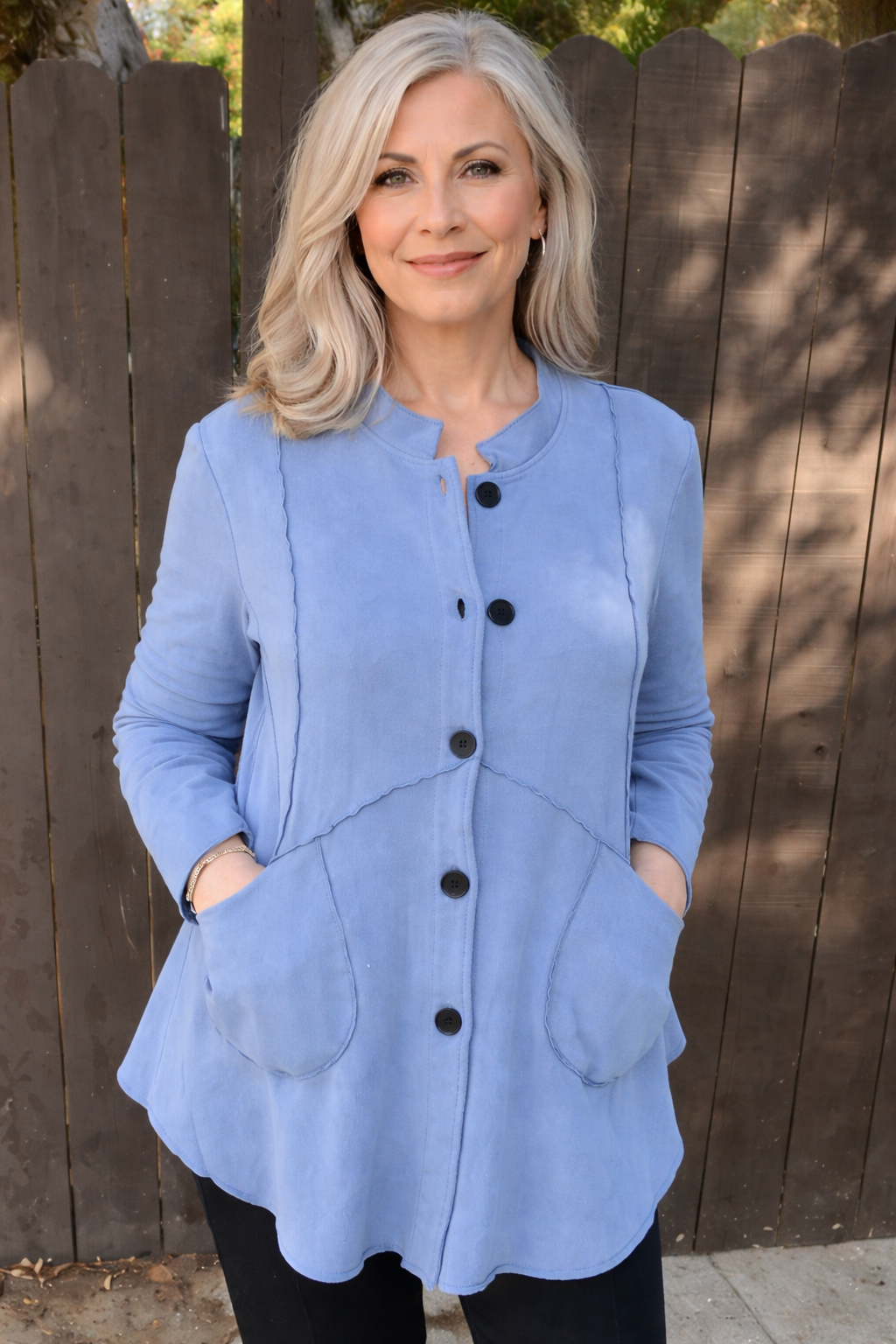 Focus French Terry Jacket-Dusty Blue