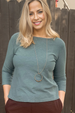 Cut Loose Linen Cotton Jersey 3/4 Sleeve Boatneck Top-Myrtle