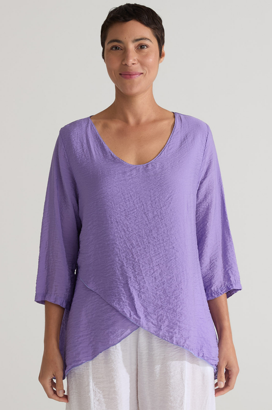Cut Loose Rayon Parachute Double Layer N-Neck Top Summer 2025-Special Order