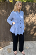 French Terry Jacket-Dusty Blue