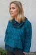 Habitat Clothing Express Travel Bamboo Stripe Cowl Pullover-Teal