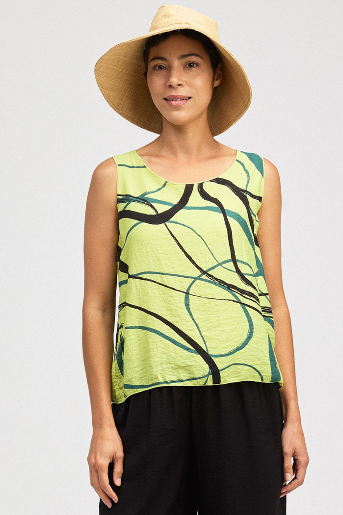 Cut Loose Rayon Parachute Black/Blue Swirl Layering Tank Summer 2026- Special Order