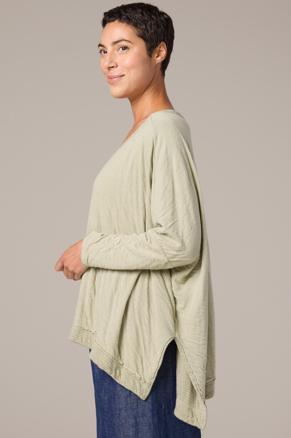 Cut Loose Grey Stripe Doublecloth One Size Deep V Top Spring 2026- Special Order