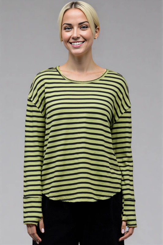 Cut Loose Black Stripe Fleece Thumbhole Top Fall 2025-Special Order