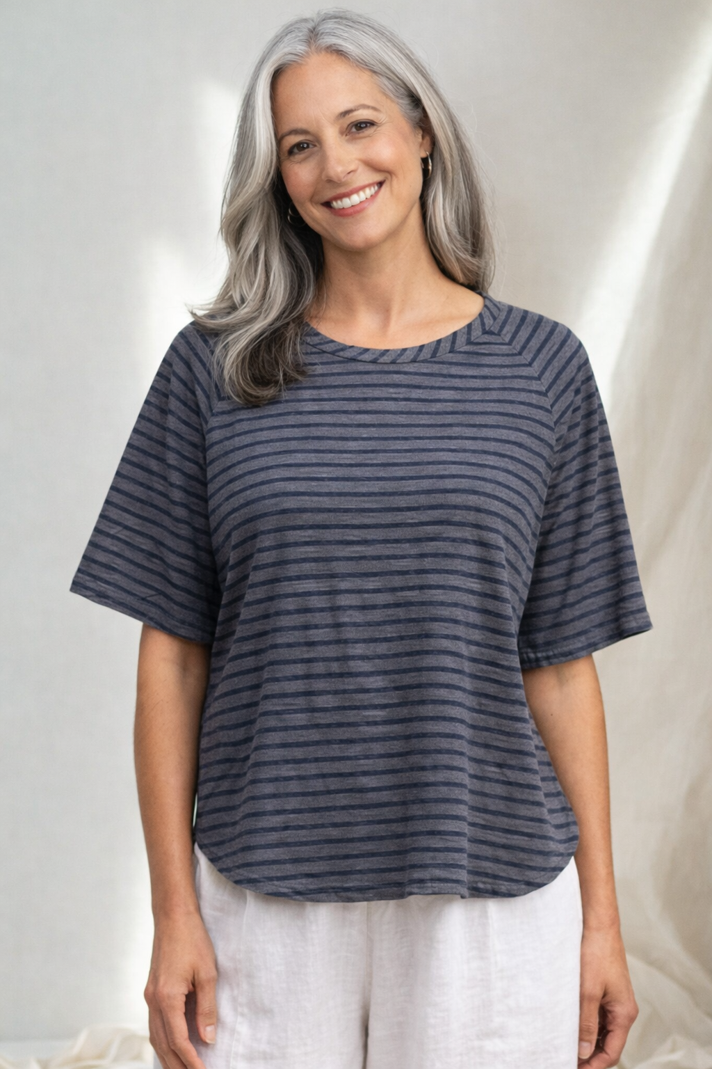 Cut Loose Navy Stripe Boxy Raglan Top Summer 2026- Special Order - thread to cloth
