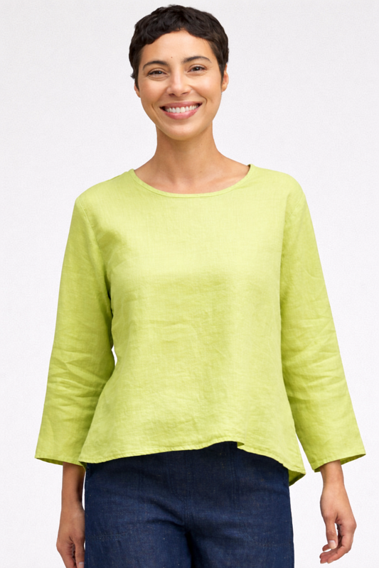 Cut Loose Hanky Linen 3/4 Sleeve Split Back Top Summer 2026- Special Order - thread to cloth