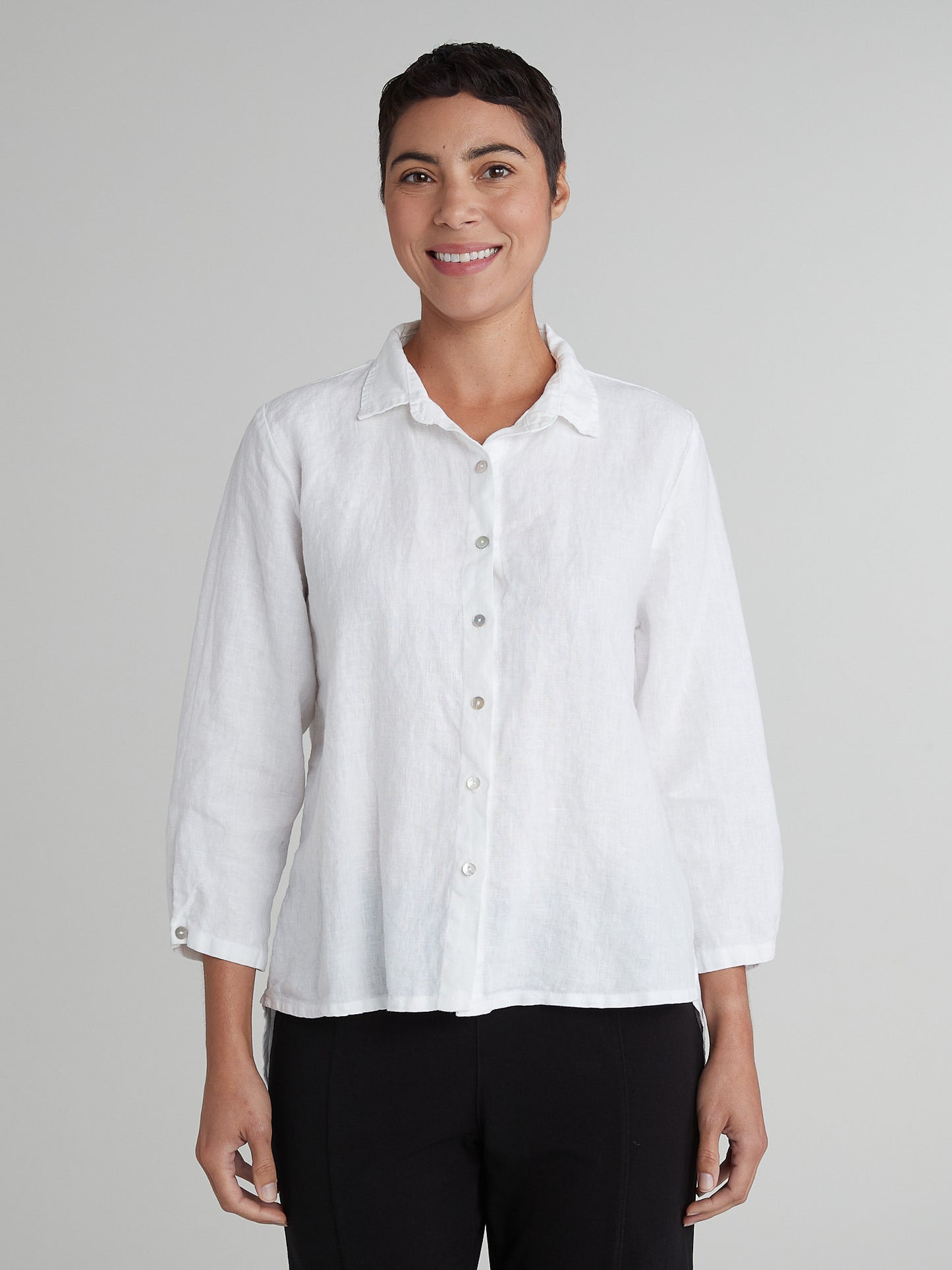 Cut Loose Solid Linen Hi-Low Crop Shirt Spring 2025- Special Order