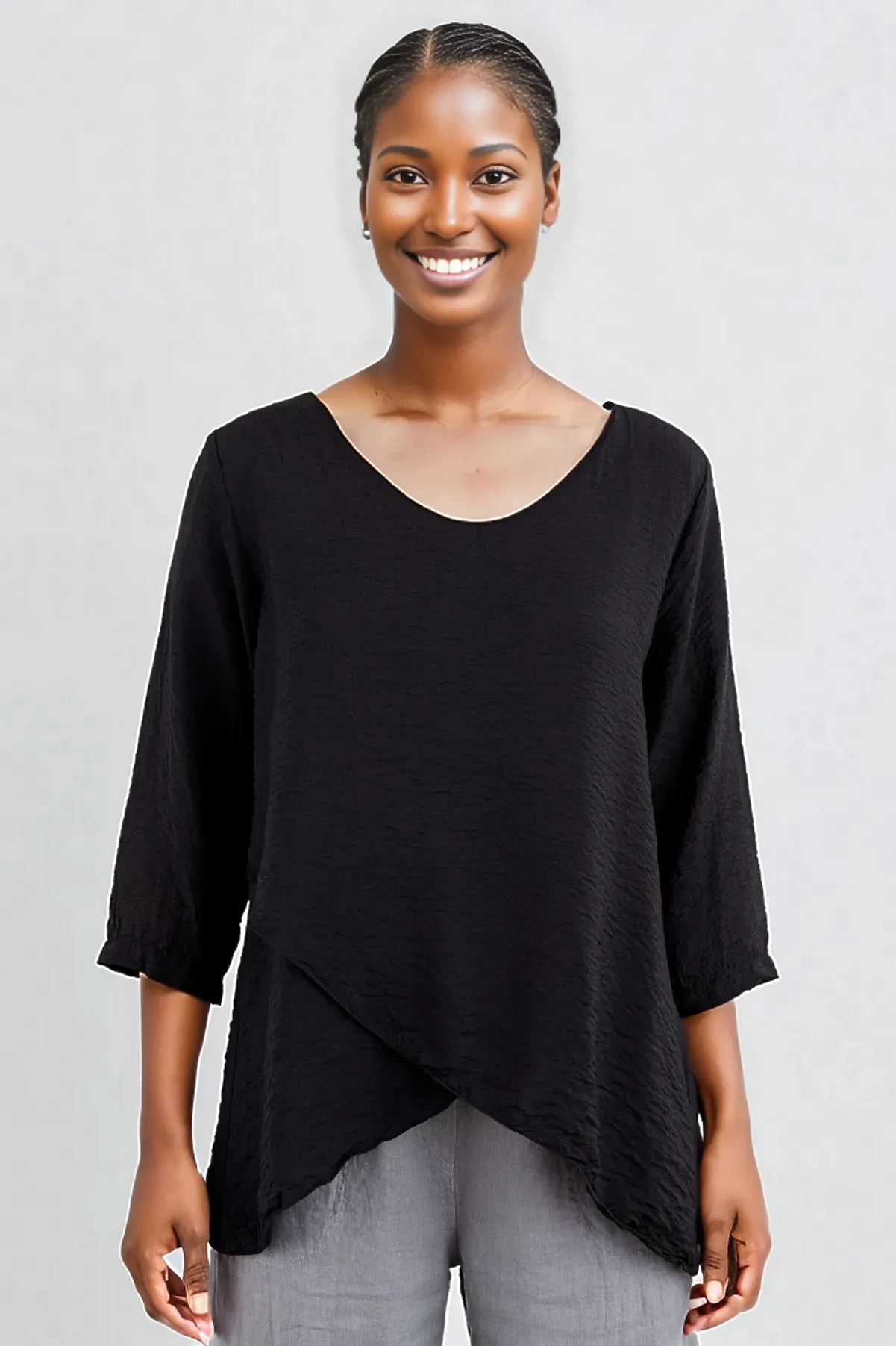 Cut Loose Rayon Parachute Double Layer V-Neck Top-Sunburst