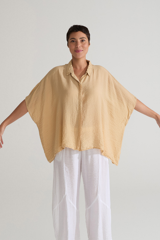Cut Loose Rayon Parachute Short Sleeve Oversized Shirt Summer 2025- Special Order