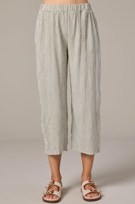 Cut Loose Crinkle Check Easy Crop Pant Spring