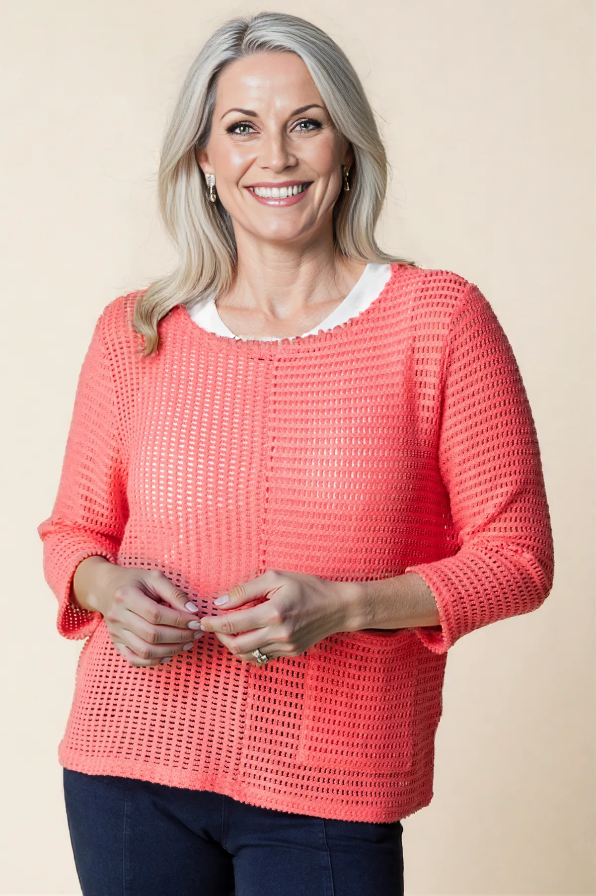 Escape by Habitat Summer Breeze Pullover Sweater -Coral