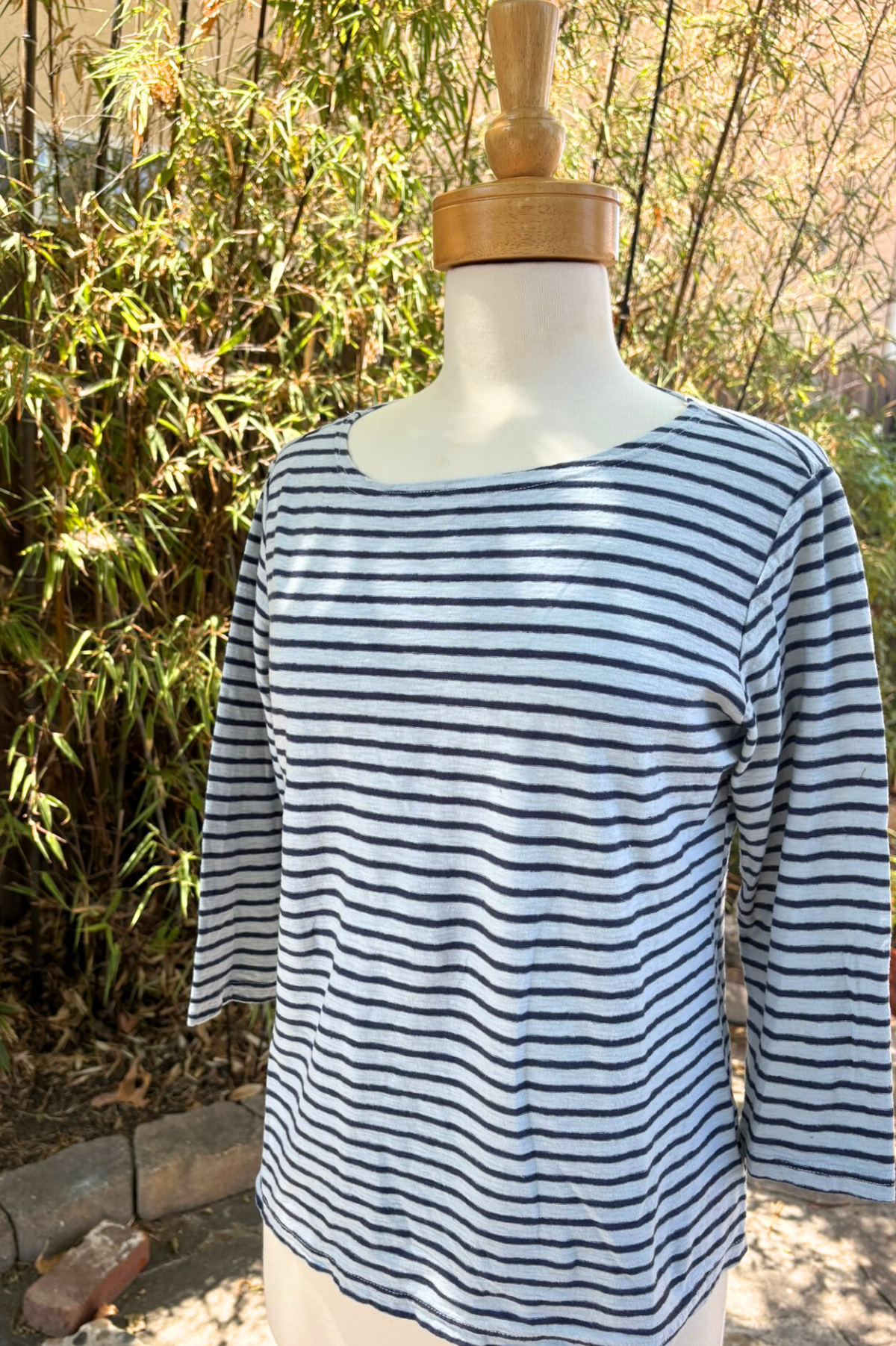 Cut Loose Navy Stripe 3/4 Boatneck Top-Moonlight