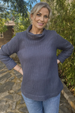 High Cowl Neck Waffle Weave Tunic-Indigo