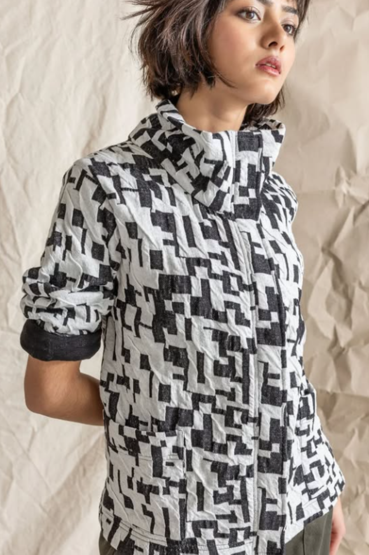 Komil Clothing Funnel Neck Top Jigsaw