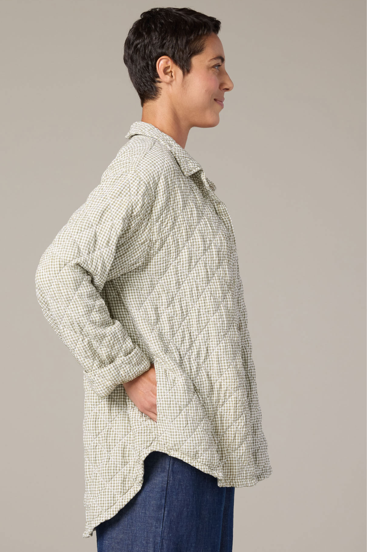 Crinkle Check Big Shirt Jacket by cut loose