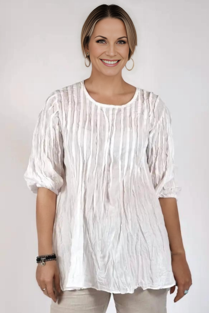 Dolma Pin Tuck Crinkle Cotton One Size Long Top