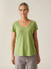 Cut Loose Linen Cotton Jersey Raw Edge V-Neck Top Spring 2024-Special Order