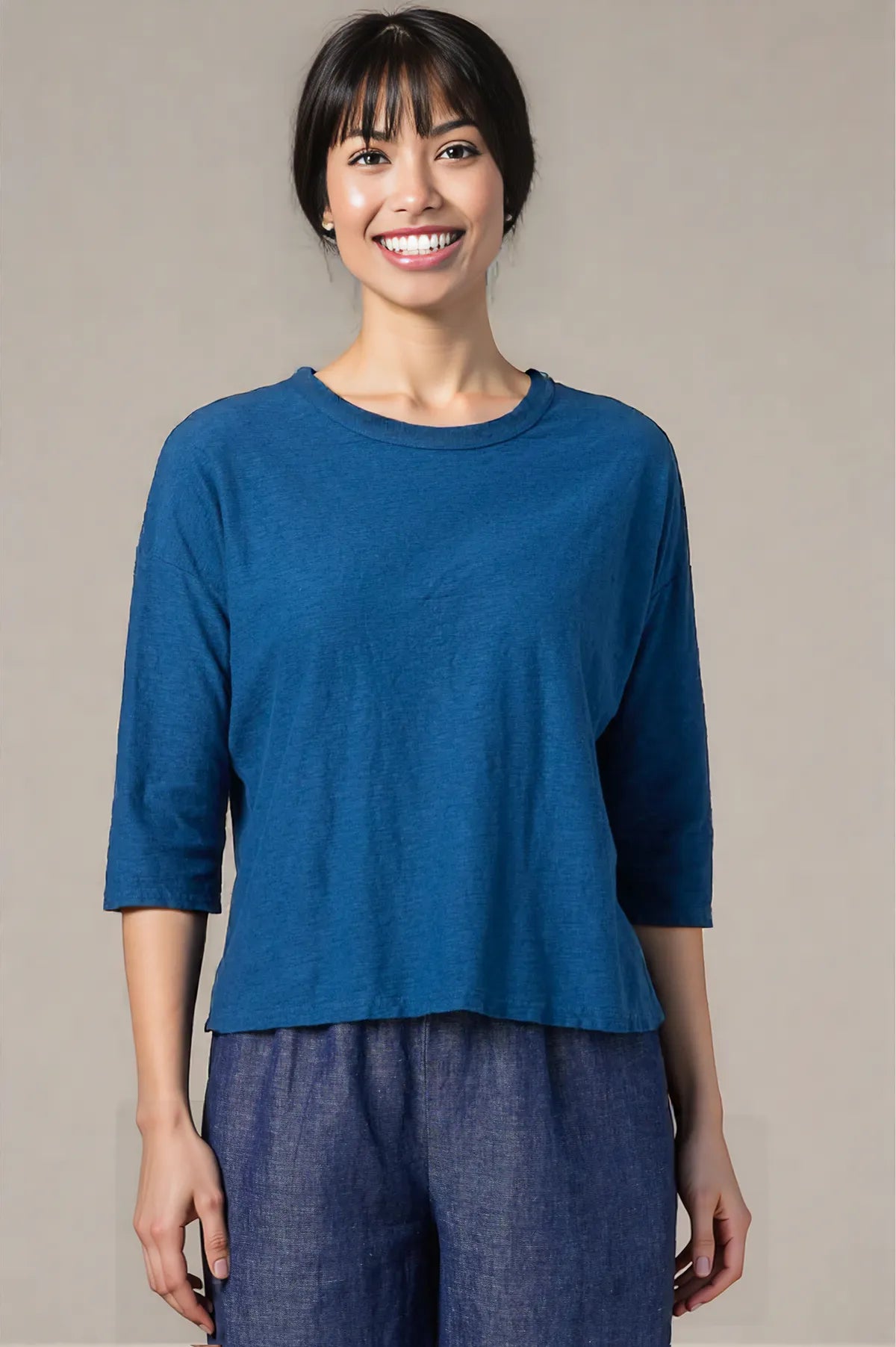 Cut Loose Linen Cotton Jersey Drop Shoulder Tee 