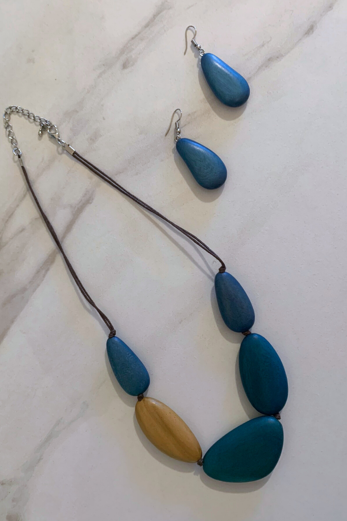 Erynn Blue Wood Bead Earrings