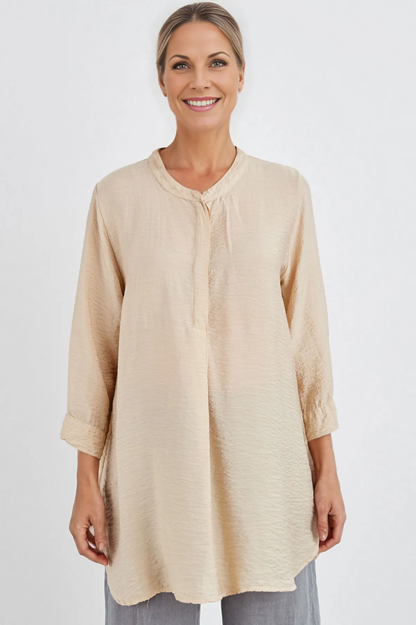 Cut Loose Rayon Parachute Henley Tunic Summer 2024-Special Order