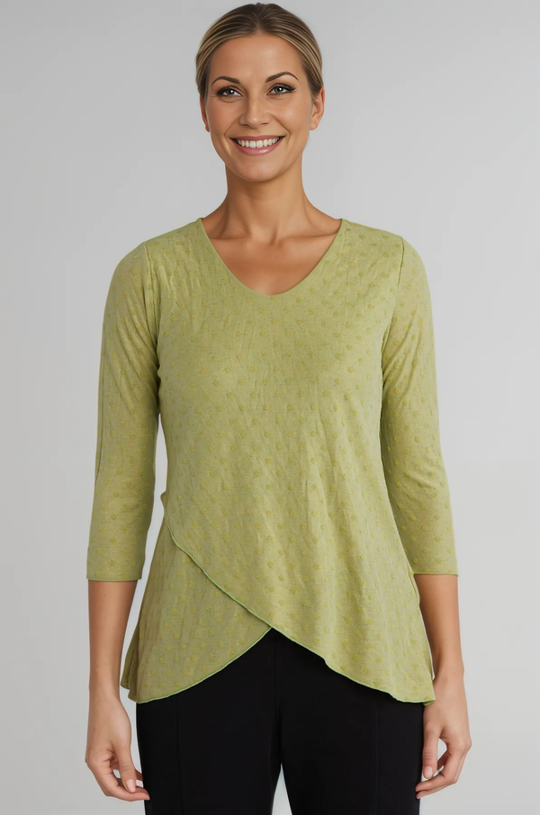 Cut Loose Mesh Dot Double Layer V-Neck Top Spring 2025- Special Order