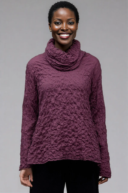 Cut Loose Crinkle Mini Plaid Cowl Neck Pullover Fall 2025-Special Order