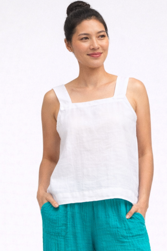 Cut Loose Hanky Linen Square Neck Shell Summer 2026- Special Order