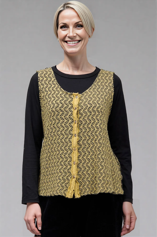 Cut Loose Black /Natural Crochet Vest Fall 2025-Special Order