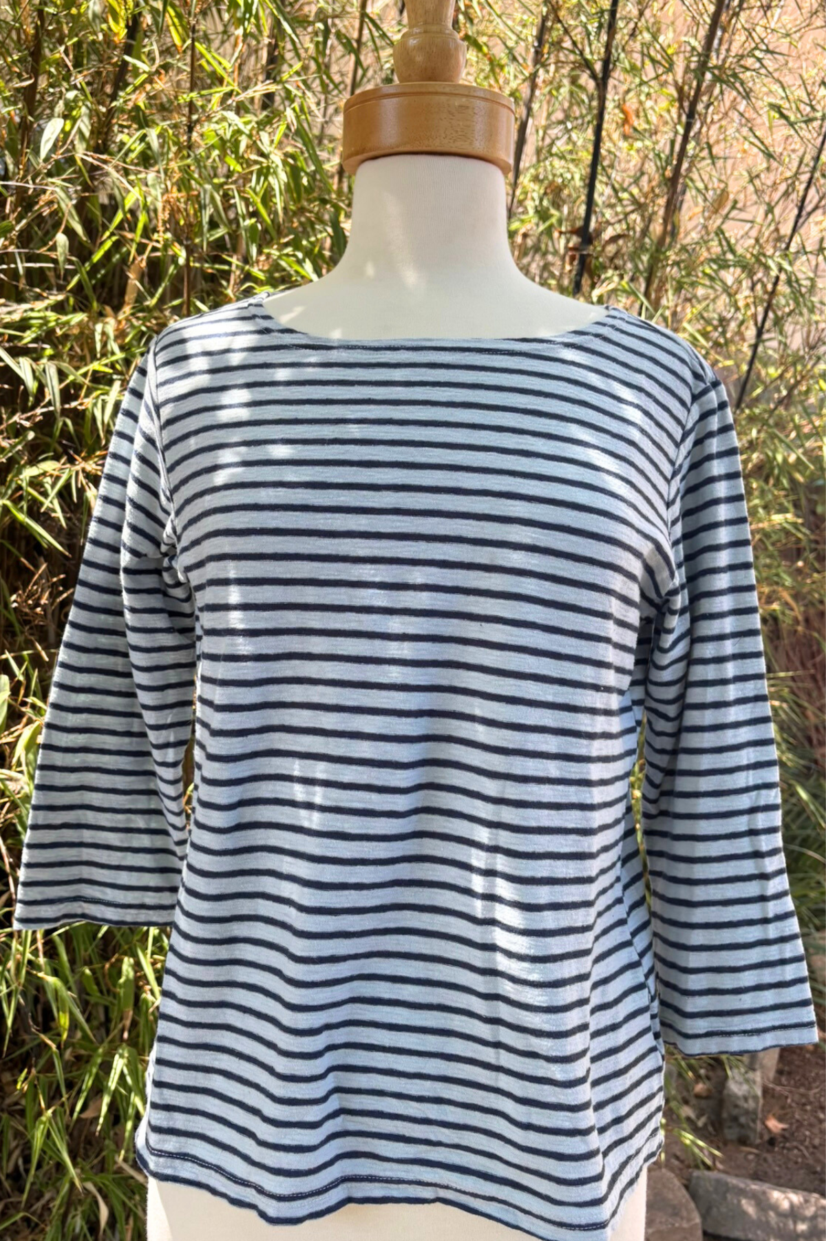 Cut Loose Navy Stripe 3/4 Boatneck Top-Moonlight