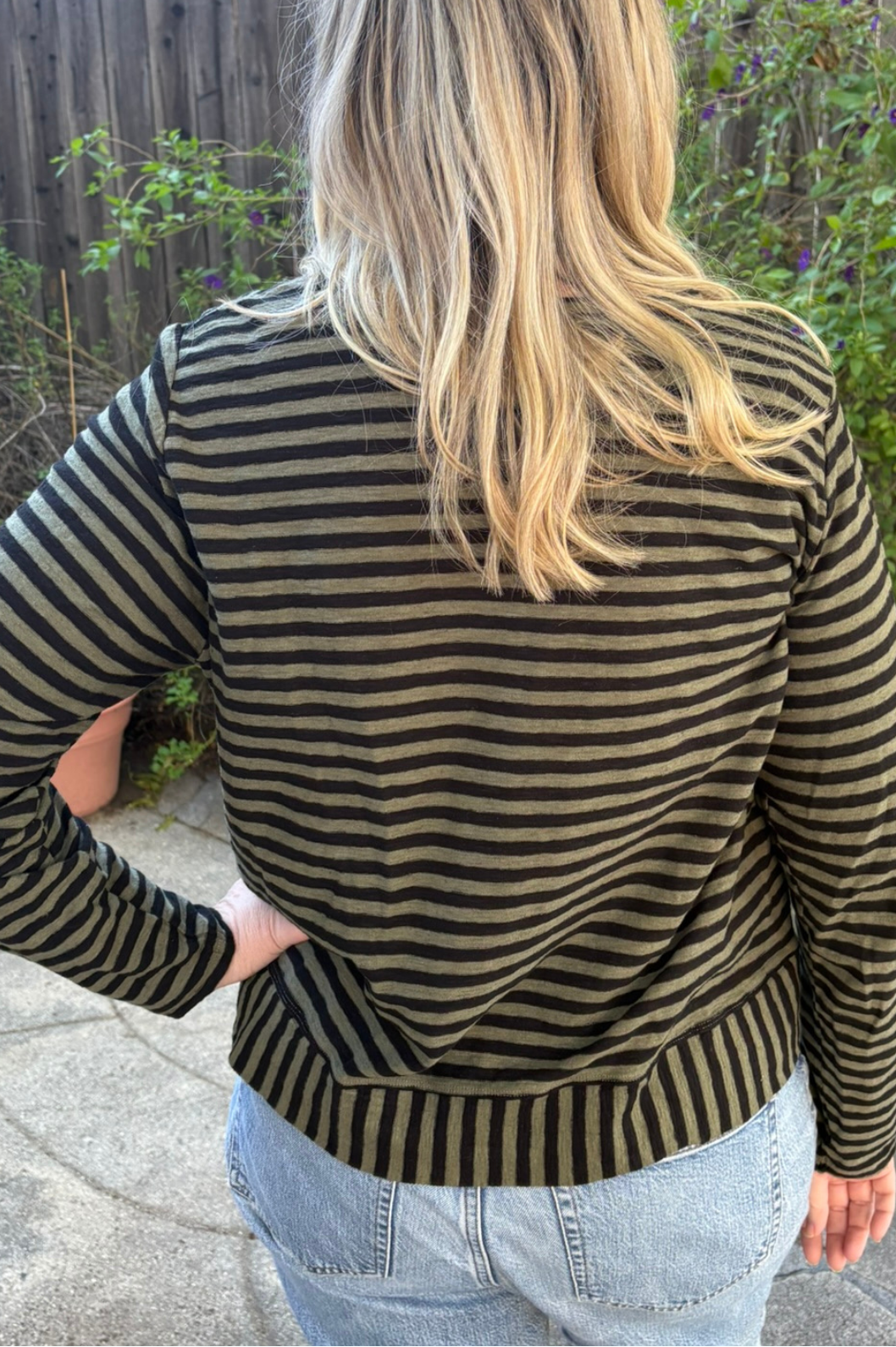 Cut Loose Clothing Black Stripe Cropped Top -Kelp