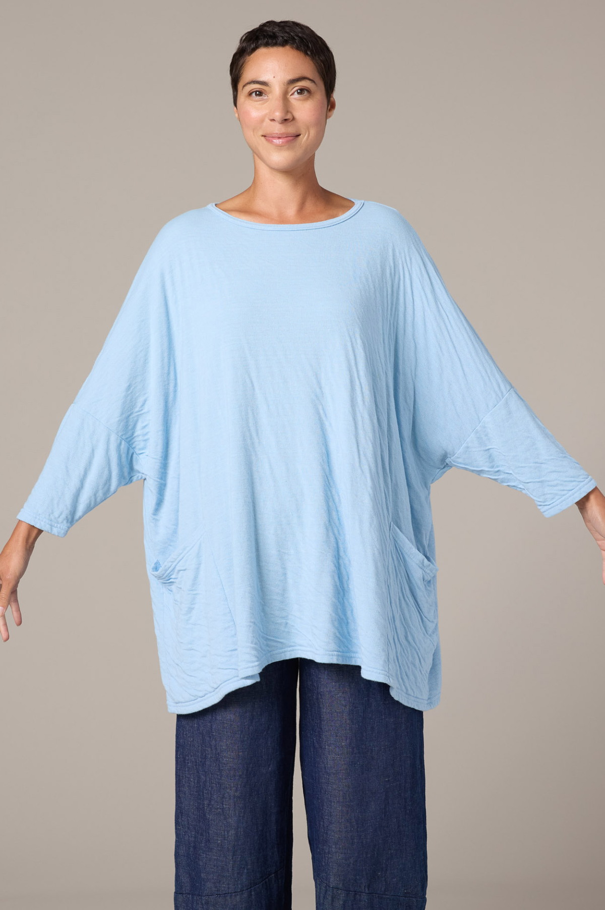 Cut Loose Grey Stripe Doublecloth One Size Pullover Spring 2026- Special Order