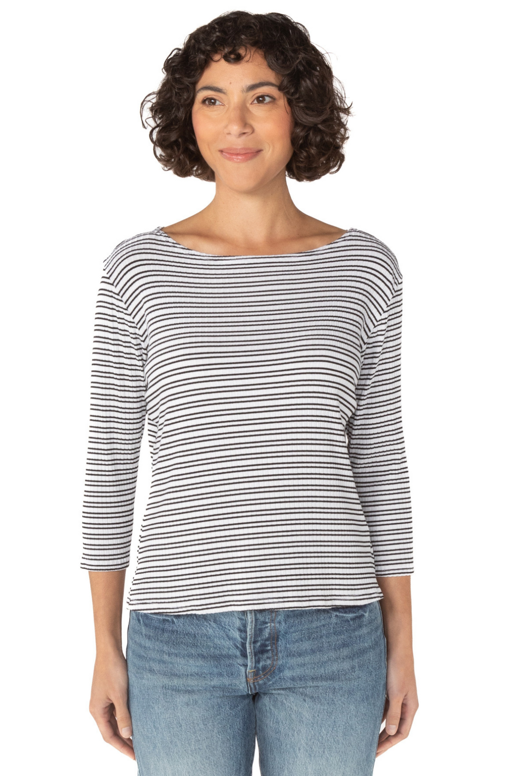 Cut Loose Rayon Double Stripe Boatneck Top Summer 2023- Special Order