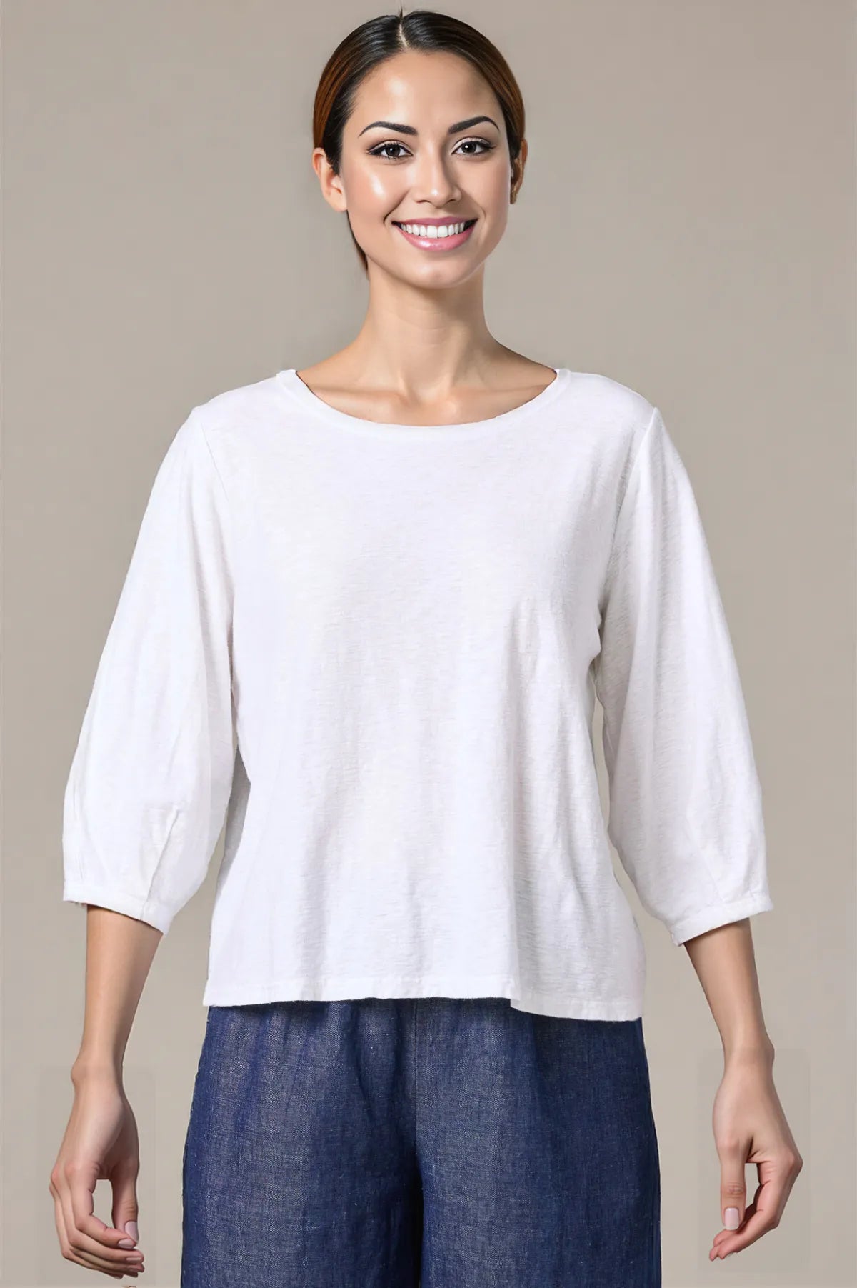 cut loose lantern top for spring in cotton jersey