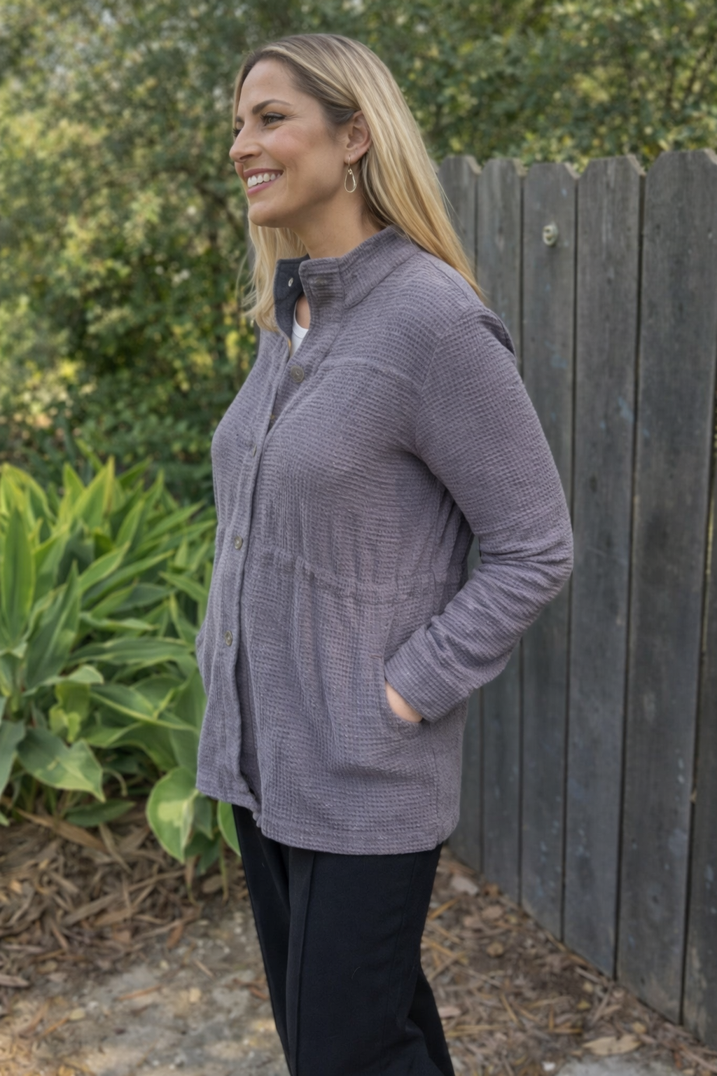 Focus Light Weight Waffle Weave Jacket w/Roll Up Sleeve-Graphite