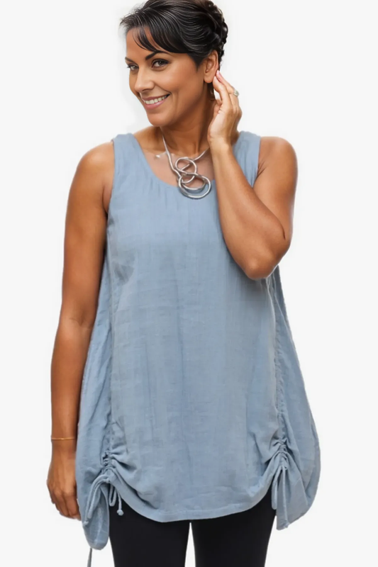 Tulip Clothing Kenley Gauze Tank Top in Abyss