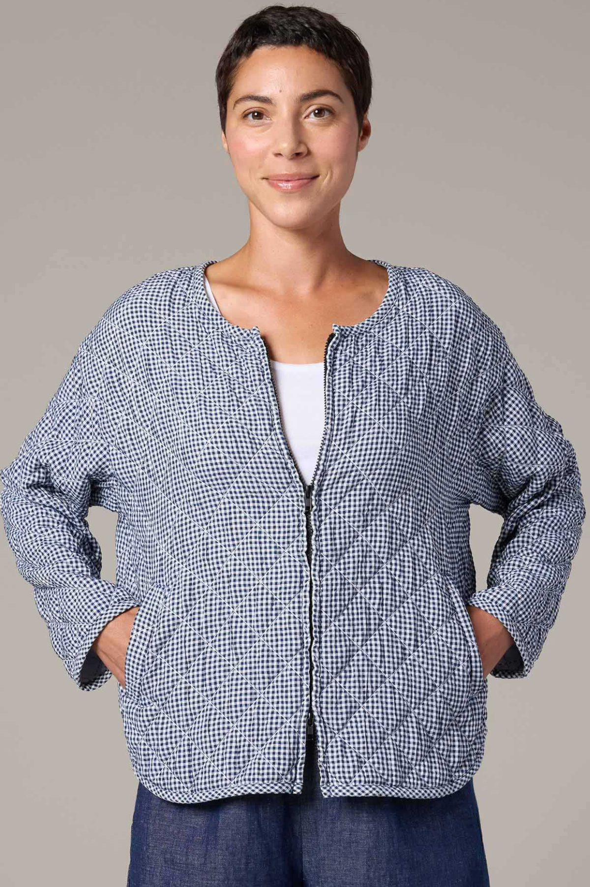 Cut Loose Crinkle Check Quilt Bomber Jacket Spring 2026- Special Order