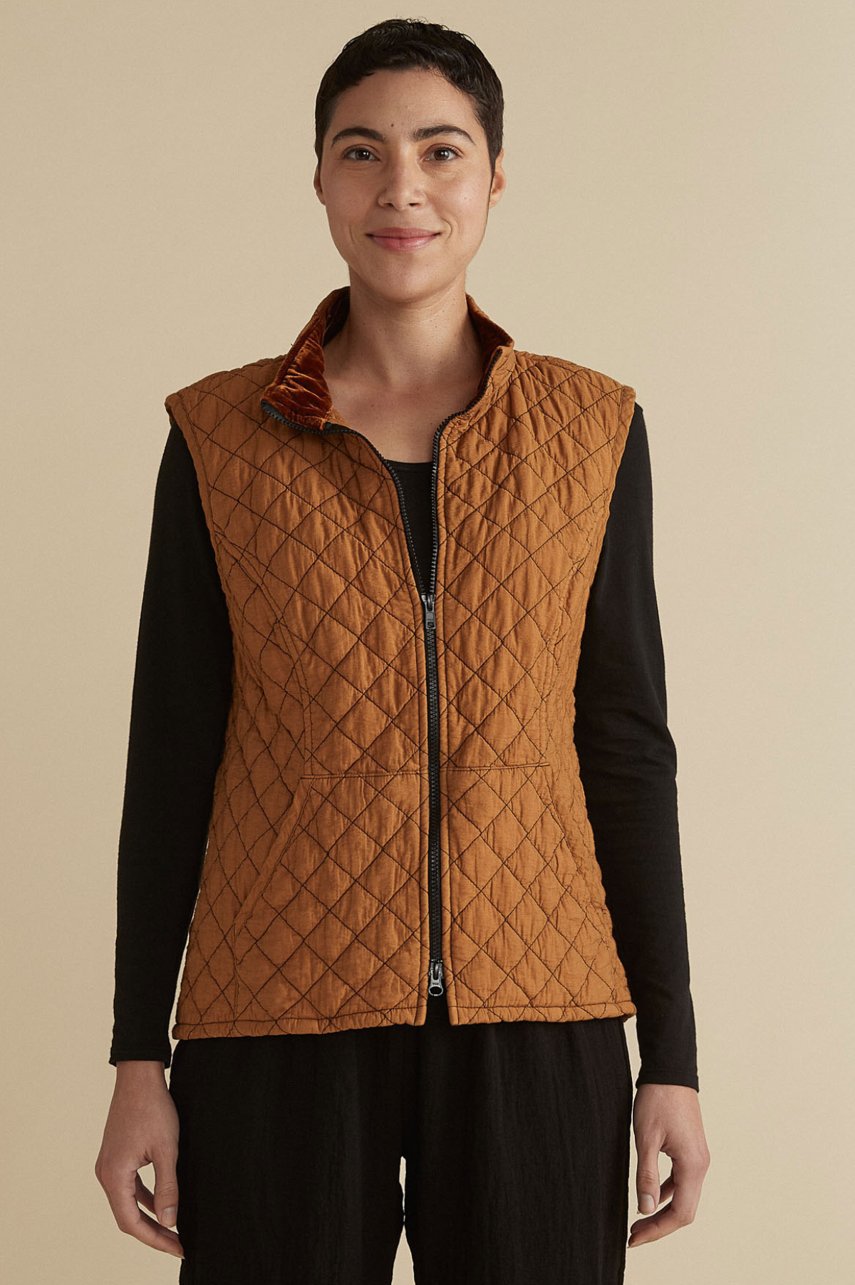 Cut Loose Quilted Parachute Zip Front Vest-Undersea