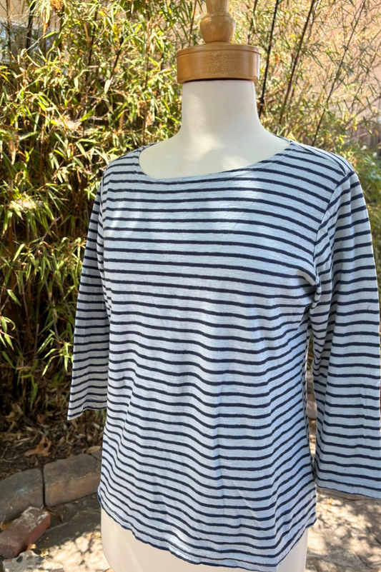 Cut Loose Navy Stripe 3/4 Boatneck Top-Moonlight
