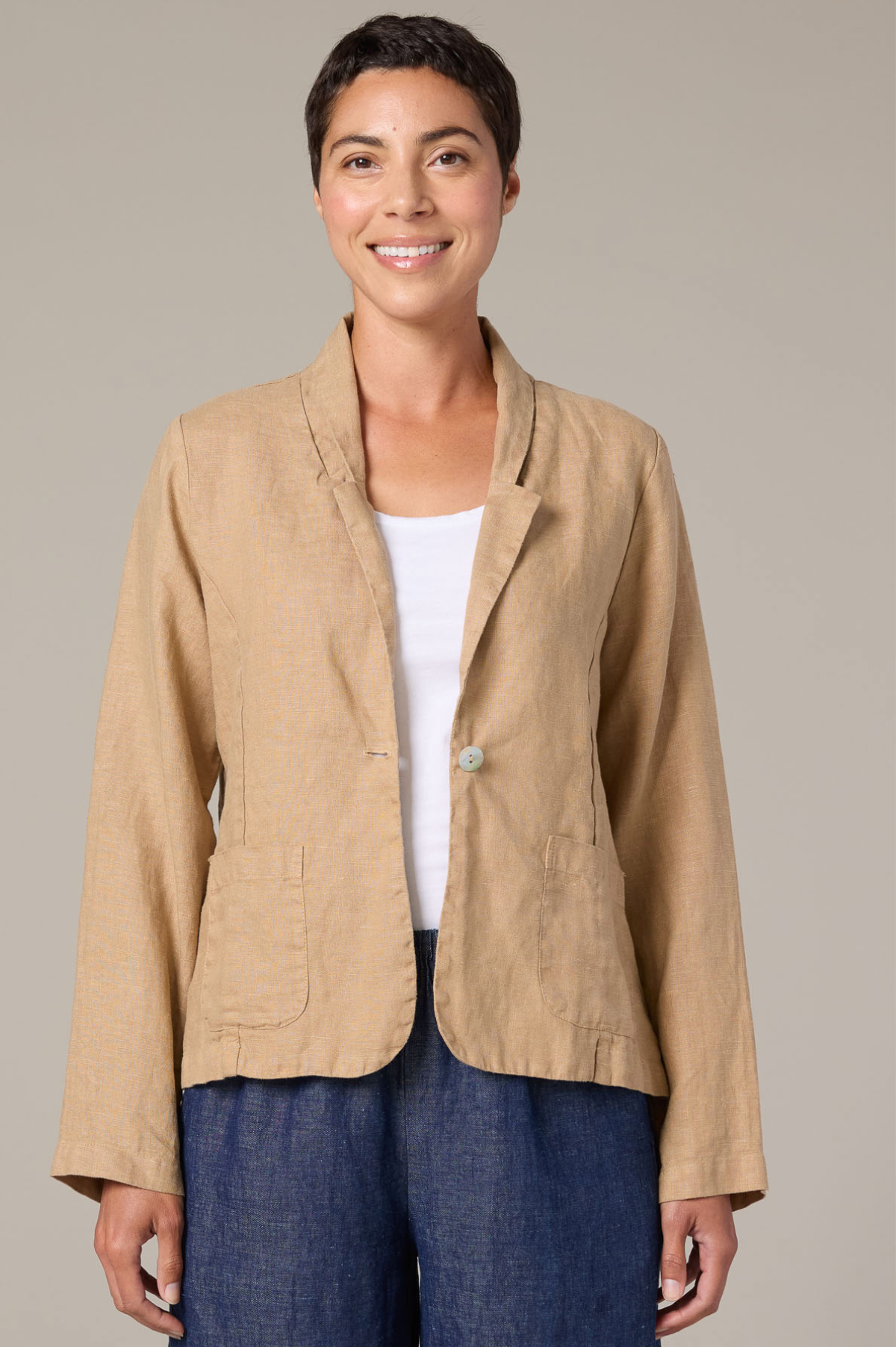 Cut Loose Solid Linen One Button Jacket Spring 2026- Special Order