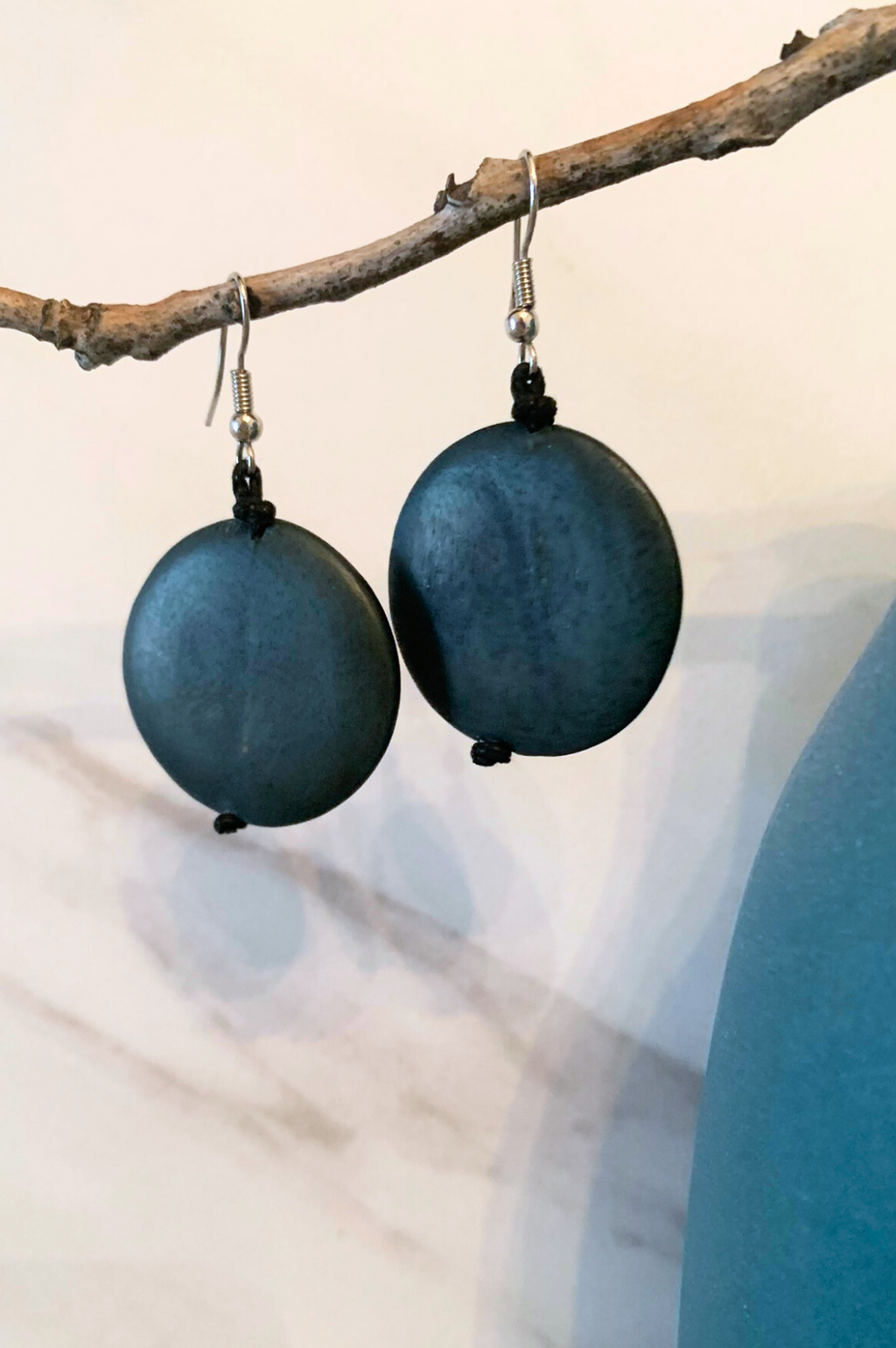 Misty Gray Wood Earrings