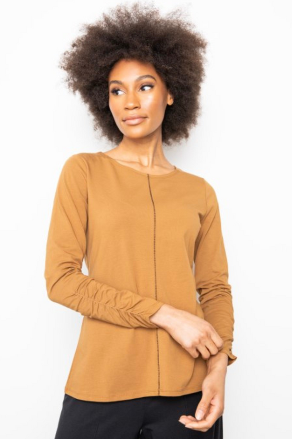 LIV by Habitat Ruched Sleeve Tee in Cinnamon