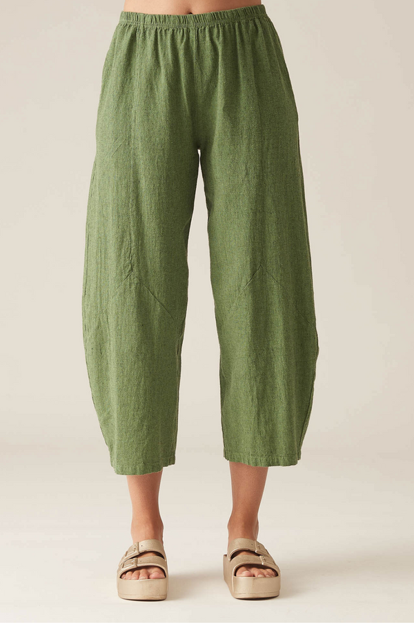 Lolmot Women's Solid Color Casual Loose Broad Leg Straight Barrel Cotton  Linen Capris Pants 