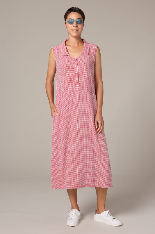 Cut Loose Crinkle Check Collared Dress