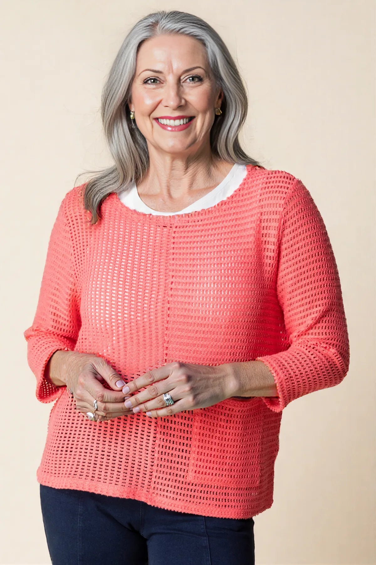 Escape by Habitat Summer Breeze Sweater -Coral