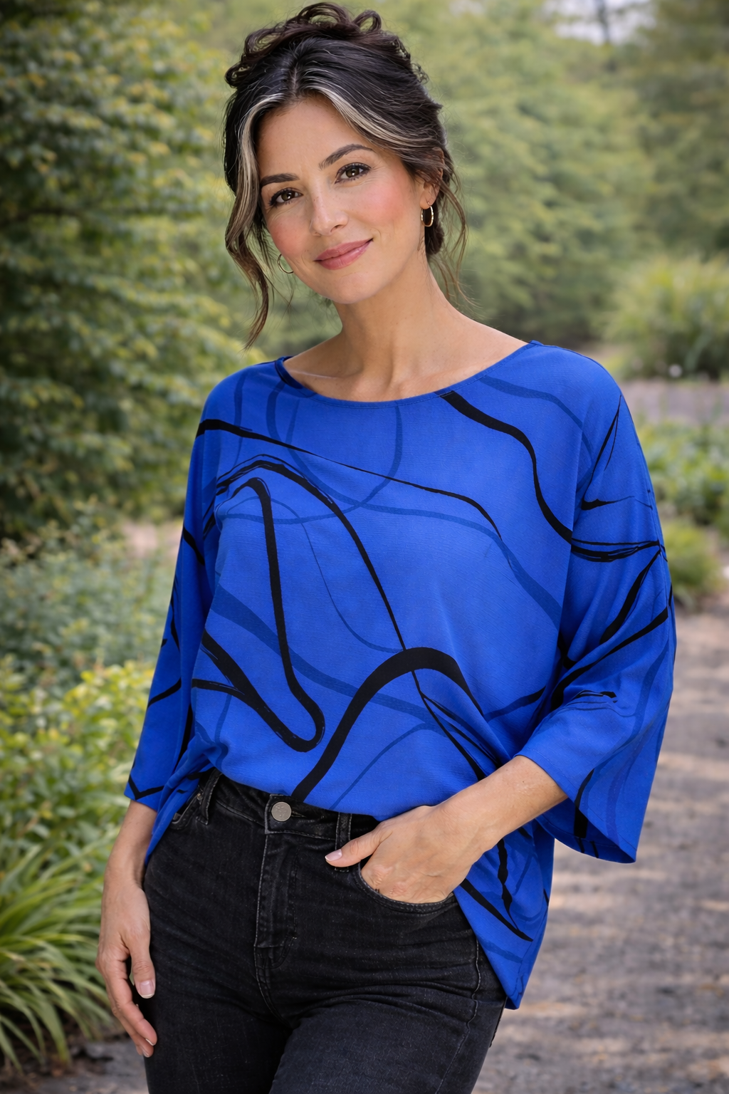 Cut Loose Rayon Parachute Black/Blue Swirl Crop Top One Size Summer 2026- Special Order - thread to cloth